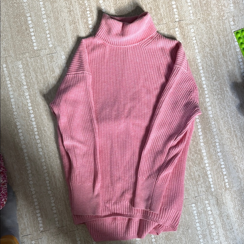 J. Crew Pink Ribbed Knit Turtleneck Sweater